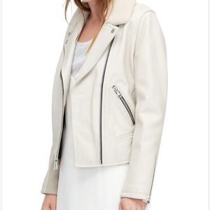 UGG Andee Leather & Shearling Cycle Jacket size M